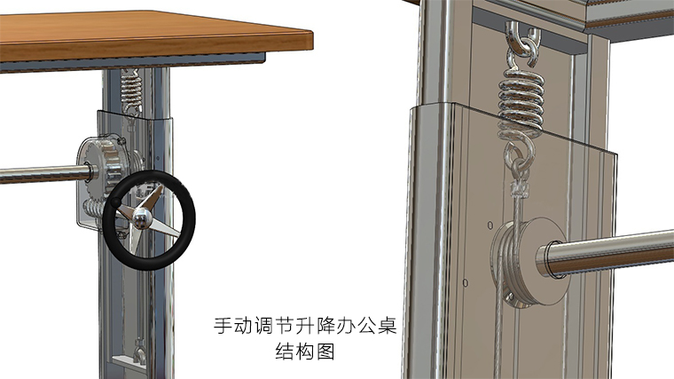 手動(dòng)調(diào)節(jié)升降辦公桌結(jié)構(gòu)圖